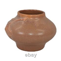 Ephraim Faience 2008 Arts and Crafts Pottery Brown Ginkgo Cabinet Vase B30