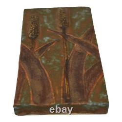 Ephraim Faience 2010 Arts and Crafts Pottery Marsh Cattail Brown Green Tile F63