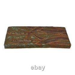 Ephraim Faience 2010 Arts and Crafts Pottery Marsh Cattail Brown Green Tile F63