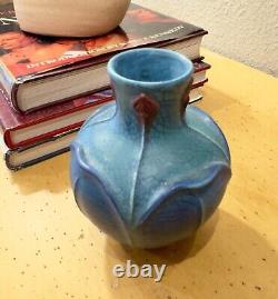 Ephraim Faience 2015 Hand Made Art Pottery Mottled Blue Small Wonder Vase