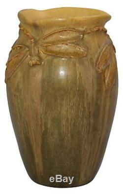 Ephraim Faience Pottery 2008 Arts and Crafts Dragonfly Vase