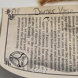 Ephraim Faience Pottery Darner Vase Dragonfly Arts & Crafts Retired #818 Nice