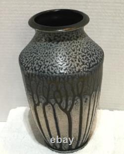 F Stofan Arts & Crafts style Art Pottery Venetian drip glazed Forest Vase Rare