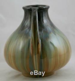 FULPER 6 ARTS & CRAFTS VASE IN MAHOGANY/GREEN/AMBER FLAMBE GLAZE c1917-1927