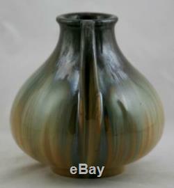 FULPER 6 ARTS & CRAFTS VASE IN MAHOGANY/GREEN/AMBER FLAMBE GLAZE c1917-1927