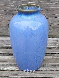 FULPER Pottery Crystalline Blue Flambe 6 Vase Oval Ink Mark Arts & Crafts 1909