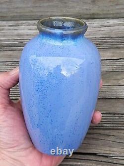 FULPER Pottery Crystalline Blue Flambe 6 Vase Oval Ink Mark Arts & Crafts 1909