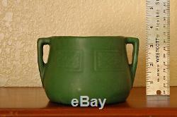 Fantastic Antique Weller Pottery Arts Crafts Bedford Matte Green 2-Handled Bowl