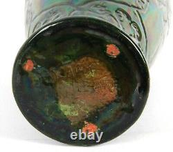 Farnham Pottery Arts and Crafts Fawn and Owl Large Green Vase