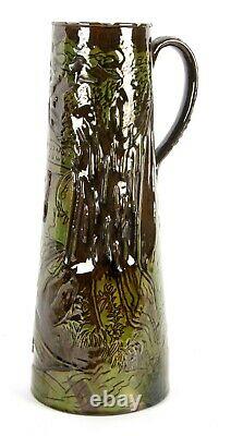 Farnham Pottery Pre-Raphaelite Carved Maiden Jug Arts and Crafts