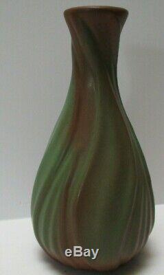 Fine Old Antique Van Briggle Pottery Vase Green Painting Arts And Crafts Rare