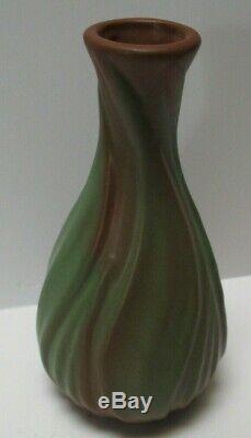 Fine Old Antique Van Briggle Pottery Vase Green Painting Arts And Crafts Rare