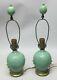 Fine Teco-style Arts & Crafts Matte Green Art Pottery Lamps C. 1920 Antique