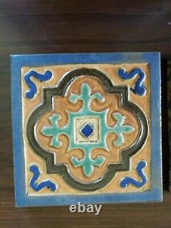Flint Faience Tile Co. USA Arts & Crafts Architectural Pottery Matching Pair WOW