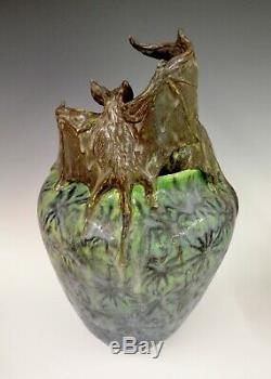 Freiwald Art Pottery Bats vase arts and crafts art nouveau amphora jugendstil
