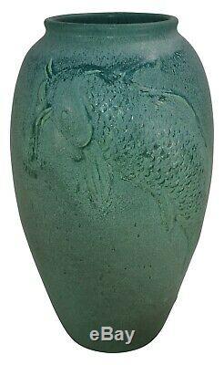 Freiwald Pottery Matte Green Koi Hand Crafts Ceramic Studio Vase