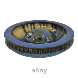 Fulper 1909-17 Arts And Crafts Pottery Blue Ceramic Low Bowl and Flower Frog 407