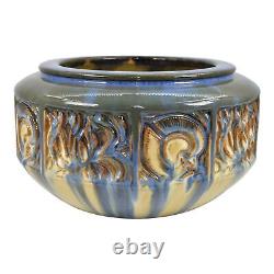Fulper 1909-17 Arts And Crafts Pottery Blue Green Ivory Glaze Ceramic Bowl 468