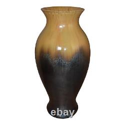 Fulper 1909-17 Arts And Crafts Pottery Brown And Mirror Black Ceramic Vase 536
