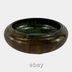 Fulper 1909-17 Arts And Crafts Pottery Brown Green Flambe Low Cabinet Bowl 17