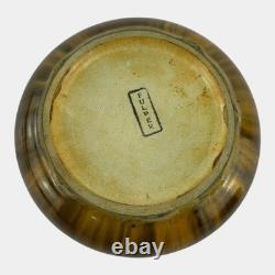 Fulper 1909-17 Arts And Crafts Pottery Brown Green Flambe Low Cabinet Bowl 17