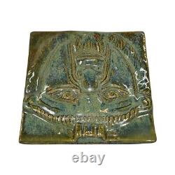 Fulper 1909-17 Arts And Crafts Pottery Green Flambe Aztec Ceramic Bookend 49A