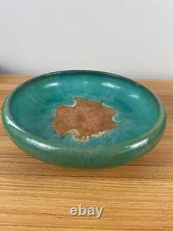 Fulper 1909-17 Arts & Crafts Pottery Green Brown Crystalline Three Footed Bowl 4