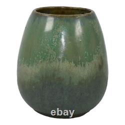 Fulper 1910s Vintage Arts And Crafts Pottery Green Flambe Ceramic Vase 011