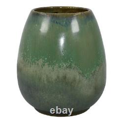 Fulper 1910s Vintage Arts And Crafts Pottery Green Flambe Ceramic Vase 011