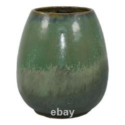 Fulper 1910s Vintage Arts And Crafts Pottery Green Flambe Ceramic Vase 011