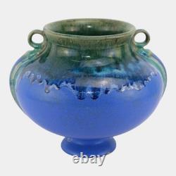 Fulper 1917-1923 Arts And Crafts Pottery Green Blue Drip Glaze Ceramic Vase 594