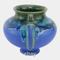 Fulper 1917-1923 Arts And Crafts Pottery Green Blue Drip Glaze Ceramic Vase 594
