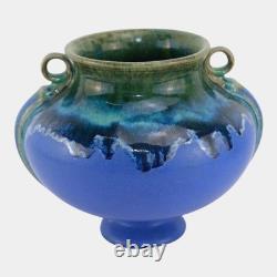 Fulper 1917-1923 Arts And Crafts Pottery Green Blue Drip Glaze Ceramic Vase 594