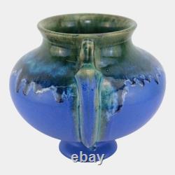 Fulper 1917-1923 Arts And Crafts Pottery Green Blue Drip Glaze Ceramic Vase 594