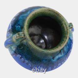 Fulper 1917-1923 Arts And Crafts Pottery Green Blue Drip Glaze Ceramic Vase 594