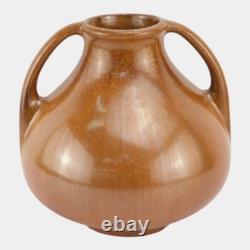 Fulper 1917-1934 Arts And Crafts Pottery Copper Brown Ceramic Handled Vase 642