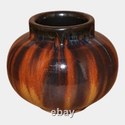Fulper 1917-27 Arts And Crafts Pottery Orange Brown Buttressed Rim Vase 531