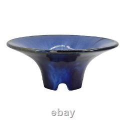 Fulper 1917-34 Arts And Crafts Pottery Blue Flambe Footed Ceramic Bowl 447