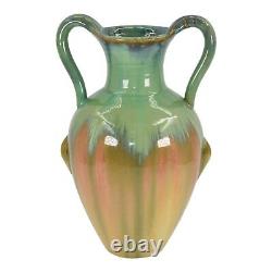 Fulper 1917-34 Arts And Crafts Pottery Green And Brown Flambe Ceramic Vase 525