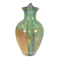 Fulper 1917-34 Arts And Crafts Pottery Green And Brown Flambe Ceramic Vase 525