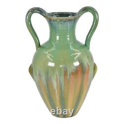 Fulper 1917-34 Arts And Crafts Pottery Green And Brown Flambe Ceramic Vase 525