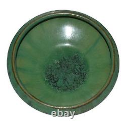 Fulper 1917-34 Arts And Crafts Pottery Green Flambe Bowl Scarab Flower Frog