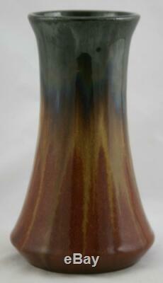 Fulper 7.5 Arts & Crafts Vase 1917-1934 In Drizzled Mahogany/copper/amber/rust