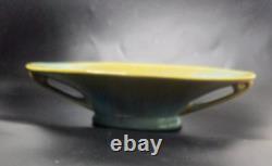 Fulper Antique Arts and Crafts Ceramic Console Bowl Green Yellow Glaze