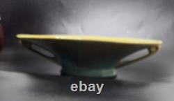 Fulper Antique Arts and Crafts Ceramic Console Bowl Green Yellow Glaze