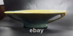 Fulper Antique Arts and Crafts Ceramic Console Bowl Green Yellow Glaze