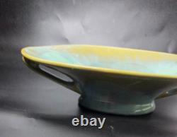 Fulper Antique Arts and Crafts Ceramic Console Bowl Green Yellow Glaze