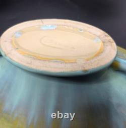 Fulper Antique Arts and Crafts Ceramic Console Bowl Green Yellow Glaze