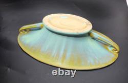 Fulper Antique Arts and Crafts Ceramic Console Bowl Green Yellow Glaze