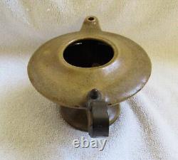 Fulper Art Pottery Aladdin Oil Lamp & Rare Arts Crafts Design Metal Handle